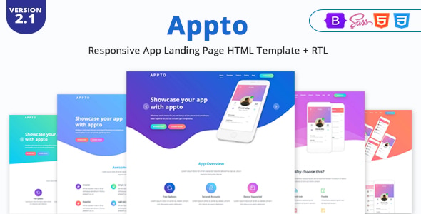 Appto - Responsive App Landing Page HTML Template + RTL - Marketing Corporate