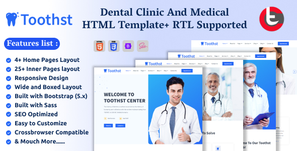 Toothst - Dental Clinic And Medical HTML Template+ RTL Supported by ...