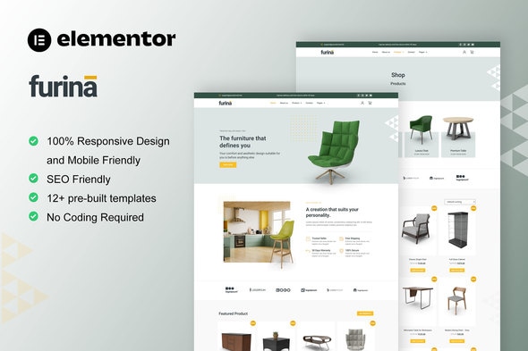 Furina - Furniture Shop WooCommerce Elementor Pro Template Kit - Shopping & eCommerce Elementor