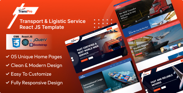 TransPro - Transport & Logistic Service React Js Template - Business Corporate