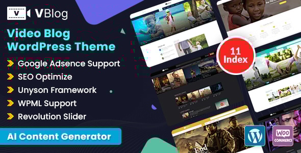 V-Blog – Magazine Podcast & Video Blog WordPress Theme with AI Blog Content Generator - Blog / Magazine WordPress