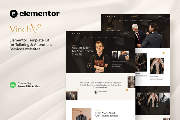 Vinch – Professional Tailoring & Alterations Services Elementor Template Kit - Business & Services Elementor