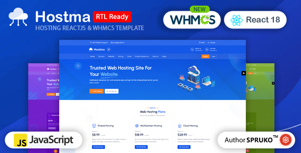 Hostma - Reactjs Hosting & WHMCS Template - Hosting Technology