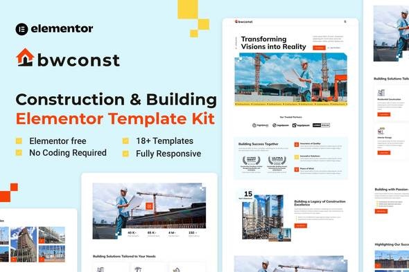 Bwconst - Construction & Building Elementor Template Kit - Real Estate & Construction Elementor
