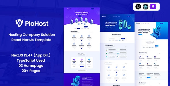 Piohost - Domain and Web Hosting React Nextjs Template - Hosting Technology