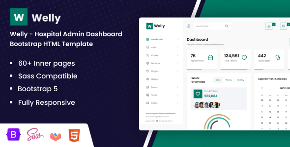 Welly - Hospital Admin Dashboard Bootstrap HTML Template - Admin Templates Site Templates