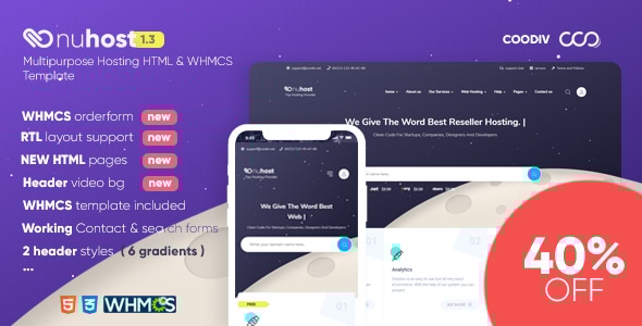 Nuhost - Multipurpose Hosting HTML & WHMCS Template - Hosting Technology