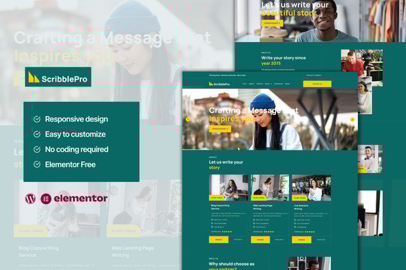 Scribble - Content Writing Service Elementor Template Kit - Business & Services Elementor