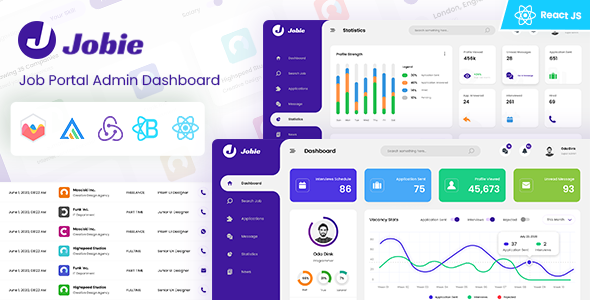 Jobie - Job Portal React Redux Admin Dashboard Template - Admin Templates Site Templates