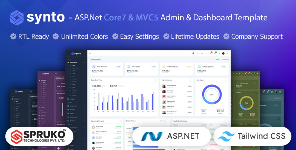 Synto – ASP.Net Core7 & Mvc5 Admin & Dashboard Template - Admin Templates Site Templates