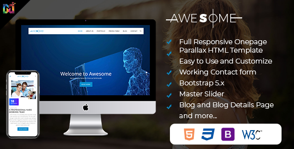 Awesome - Bootstrap Responsive HTML Template - Creative Site Templates