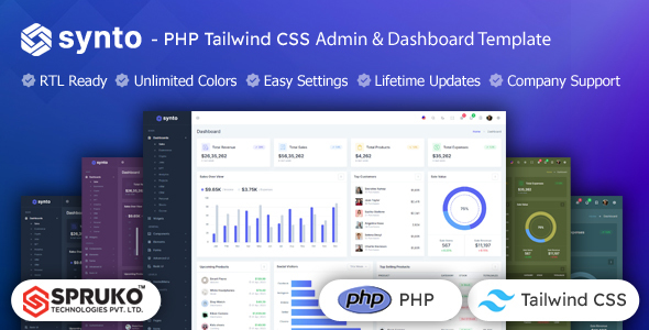 Synto - PHP Tailwind CSS Admin Panel Dashboard Template - Admin Templates Site Templates