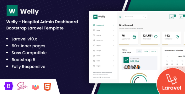 Welly - Hospital Admin Dashboard Laravel Bootstrap Template - Admin Templates Site Templates