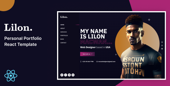 Lilon – Personal Portfolio ReactJs Template - Virtual Business Card Personal