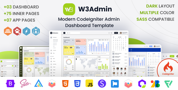 W3Admin - Codeigniter Modern Admin Dashboard Template - Admin Templates Site Templates