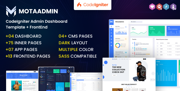 MotaAdmin - CodeIgniter Admin Dashboard Template + Frontend - Admin Templates Site Templates