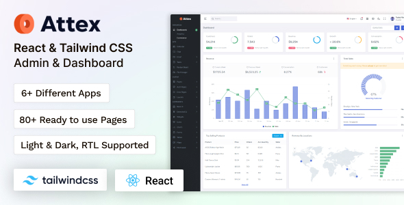 Attex - React Tailwind CSS Admin & Dashboard Template - Admin Templates Site Templates