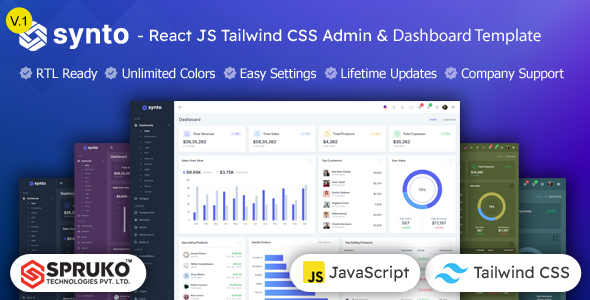Synto - React Tailwind Admin Template - Admin Templates Site Templates