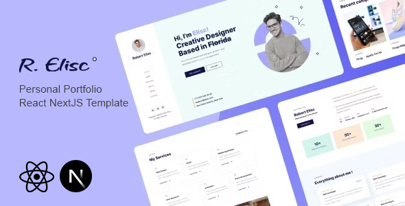 R.Elisc - Personal Portfolio React Next JS Template - Virtual Business Card Personal