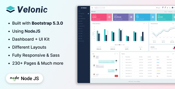 Velonic - NodeJS Admin & Dashboard Template - Admin Templates Site Templates