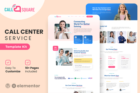 Call Square - Call Center & Support Company Elementor Template Kit - Business & Services Elementor