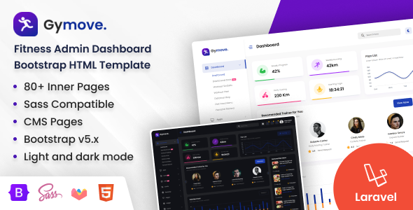 Gymove - Fitness Admin Dashboard Laravel Bootstrap Template - Admin Templates Site Templates