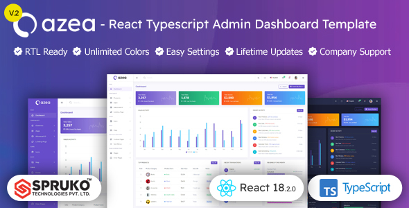 Azea – React Typescript Dashboard Template - Admin Templates Site Templates
