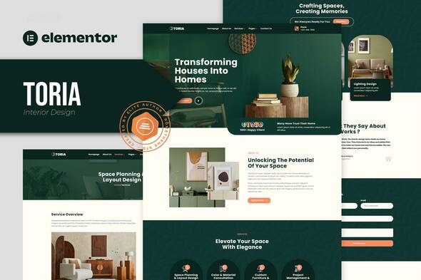 Toria - Interior Design Elementor Template Kit - Creative & Design Elementor