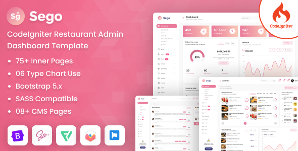 Sego - Codeigniter Restaurant Admin Dashboard Bootstrap Template - Admin Templates Site Templates