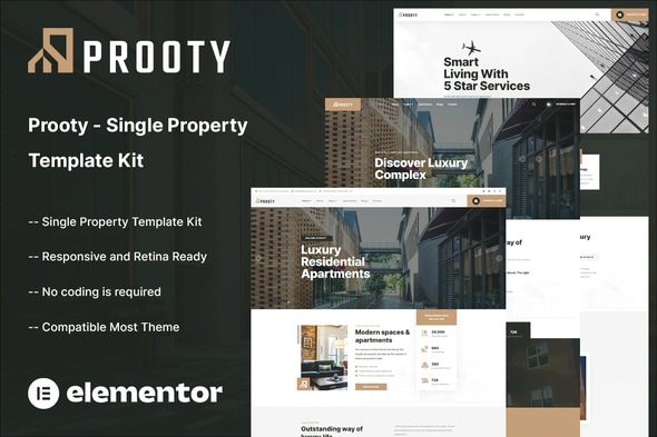 Prooty - Single Property Elementor Template Kit - Real Estate & Construction Elementor