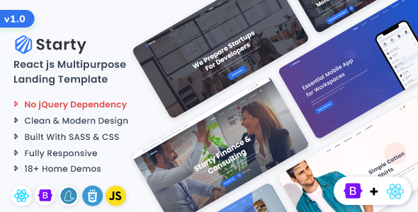 Starty - React Multipurpose Landing Template - Corporate Site Templates