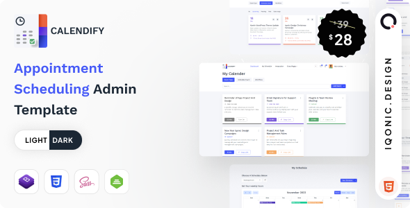Calendify - Appointment & Calendar Schedule Admin Template - Admin Templates Site Templates