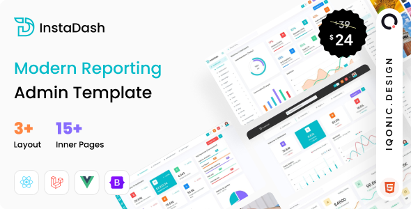 Instadash - Reporting Admin Dashboard (VueJS, HTML, SCSS) - Admin Templates Site Templates