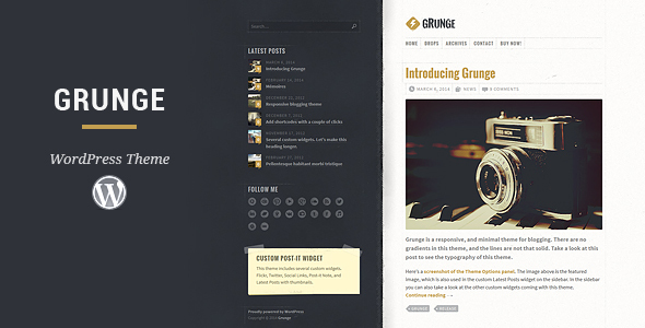 Grunge WordPress Theme - Personal Blog / Magazine