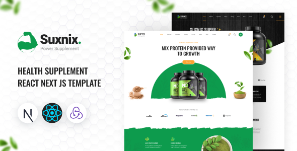 Suxnix - React Next js Health Supplement Template - Health & Beauty Retail