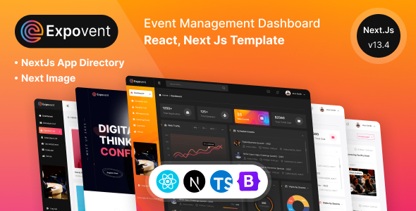 Expovent - Event Management Dashboard React, NextJs Template - Next.js Jamstack