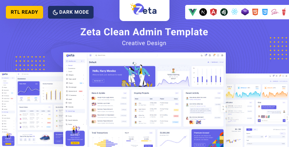 Zeta - Next Js , React js , Vue Js, Angular 20 , Django, Bootstrap 5 HTML Admin & Dashboard Template - Admin Templates Site Templates