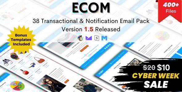 ECOM - Transactional and Notification Email Templates Mega Bundle - Email Templates Marketing