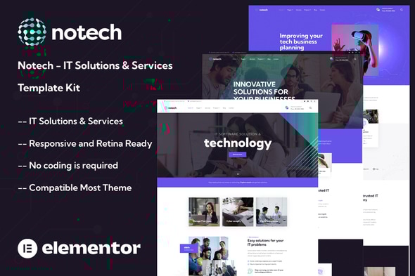 Notech - IT Solutions & Services Template Kit - Business & Services Elementor