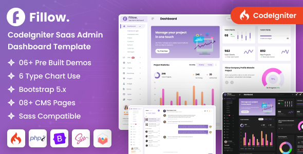 Fillow - CodeIgniter Saas Admin Dashboard Template - Admin Templates Site Templates