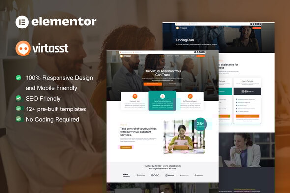 Virtasst - Virtual Assistant Service Elementor Template Kit - Business & Services Elementor