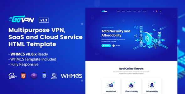 GOVPN | Responsive VPN and SaaS Website Template - Technology Site Templates