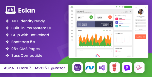 Eclan – ASP.NET Core & MVC Ads Campaign Admin Dashboard Template - Admin Templates Site Templates