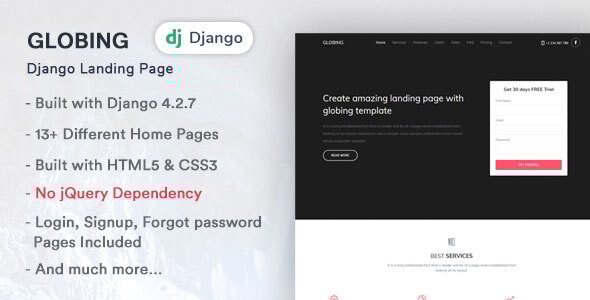 Globing - Django Landing Page Template - Corporate Site Templates