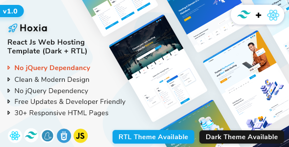 Hoxia React - Web Hosting & Web Domain Template - Technology Site Templates