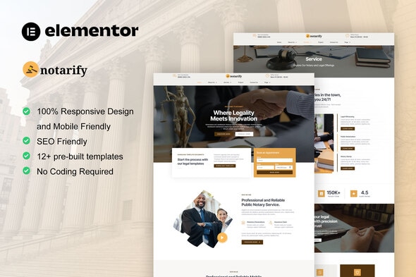 Notarify - Notary Public & Legal Services Elementor Template Kit - Finance & Law Elementor