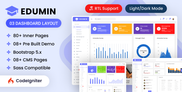 EduMin - CodeIgniter Education Admin Dashboard Bootstrap Template - Admin Templates Site Templates