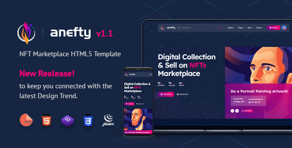 Anefty | NFT Marketplace HTML5 Template - Technology Site Templates