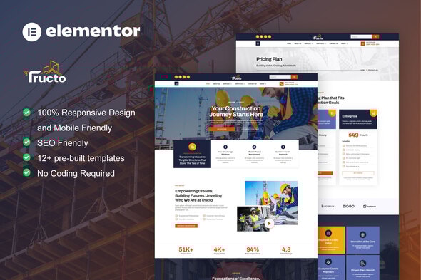 Tructo - Construction Service & Building Elementor Pro Template Kit - Real Estate & Construction Elementor
