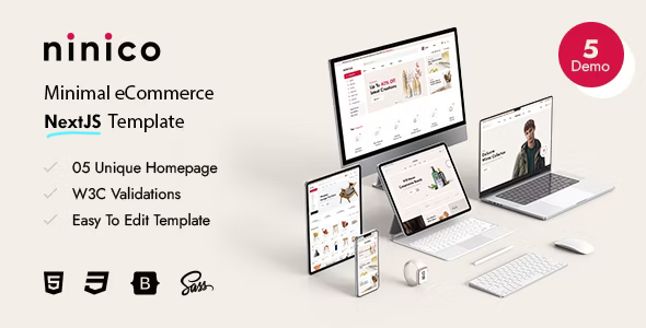 Ninico - Minimal eCommerce React NextJS Template - Retail Site Templates